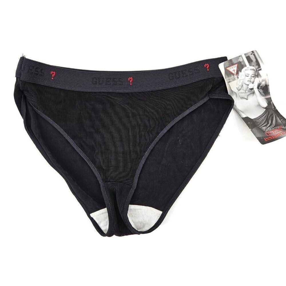 VTG New 90s Guess Innerwear Panties Womens 7 Anna Nicole Smith Black Hi-Cut